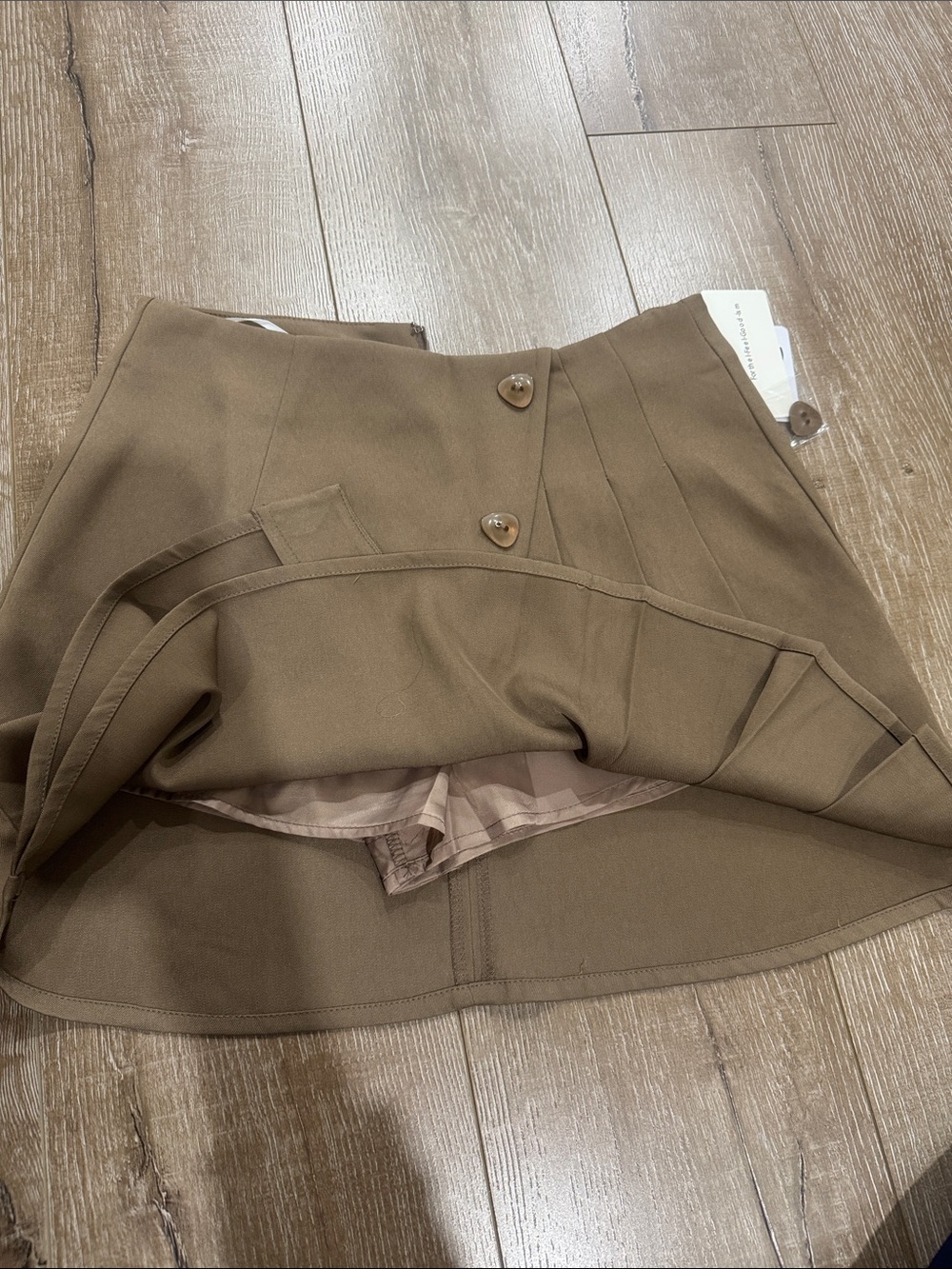 Commense Taupe Button-Accent Mini Skirt